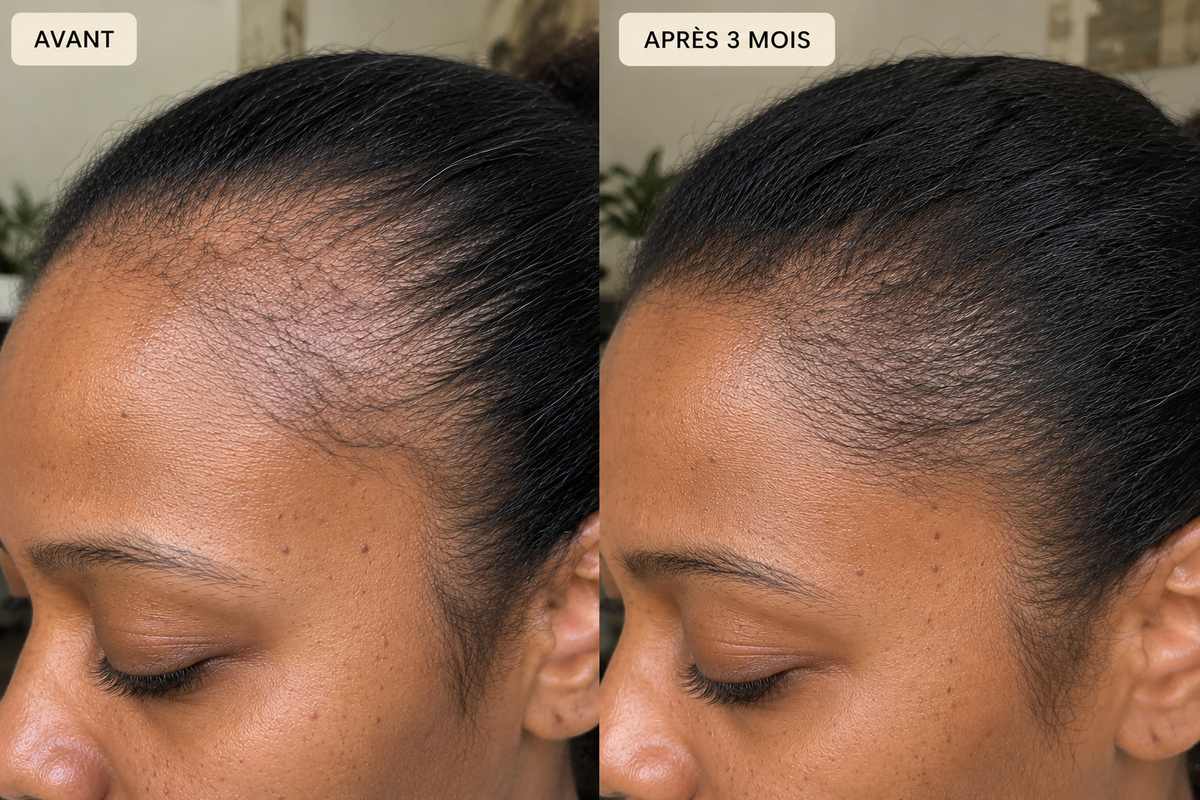 Serum roll on tempes,  dégarnies cuir chevelu